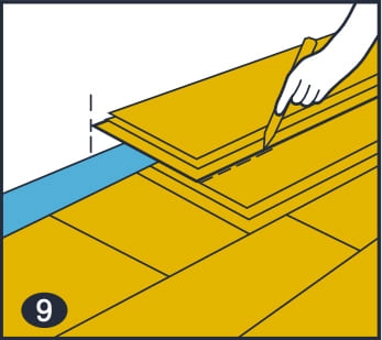 Разметка досок для последнего ряда spc плитки Разметка досок для последнего ряда